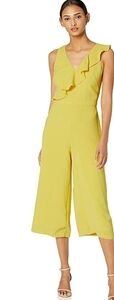 ADRIANNA Pappell Gauzy Crepe Yellow Cropped leght Jumpsuit